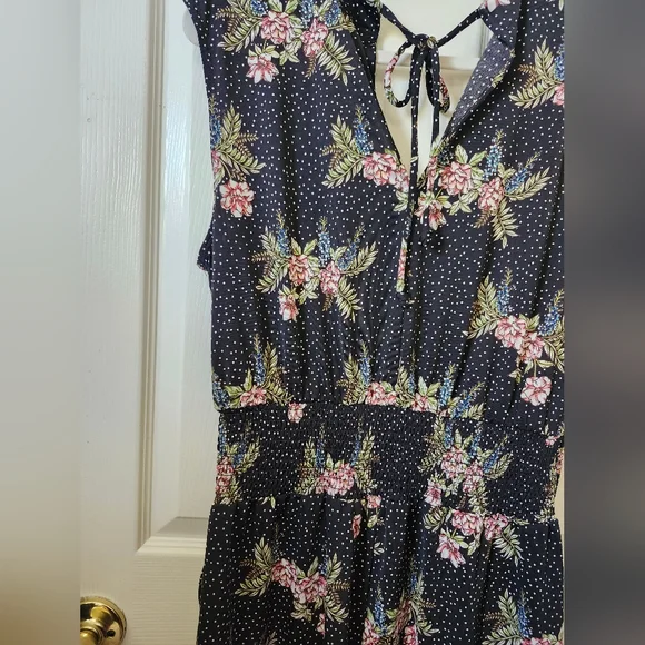 CAbi Black Pink Floral Polka Dot Jumpsuit W Pockets L - Picture 9 of 9